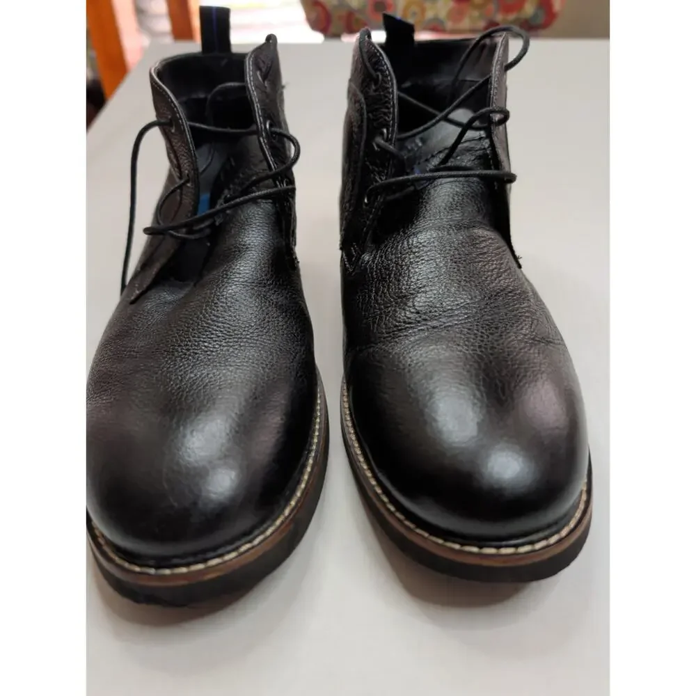 Nunn Bush Mens Ozark Plain Toe Chukka Boots Black tumbled leather 84777 Size 12W